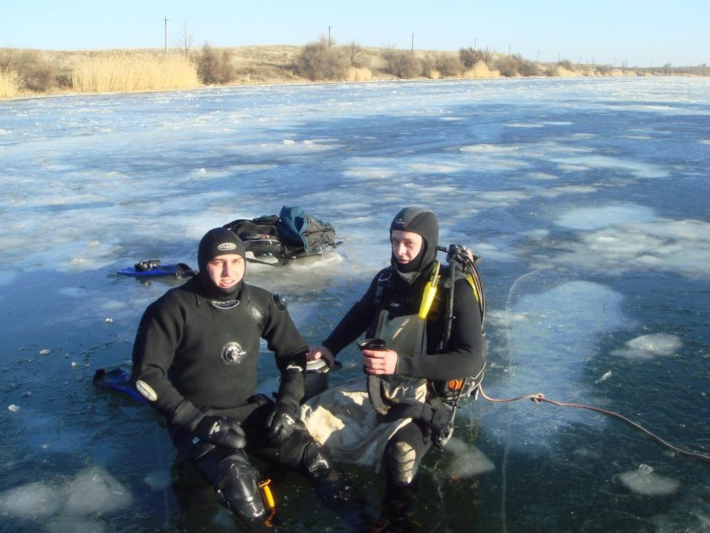 Клубный выезд на подледные погружения на Варваровское водохранилище